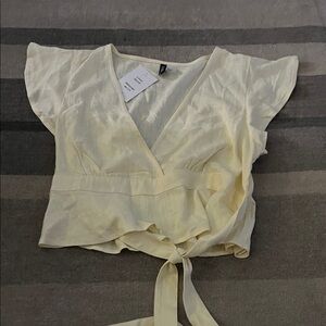 H&M Cream Tie-Front Blouse